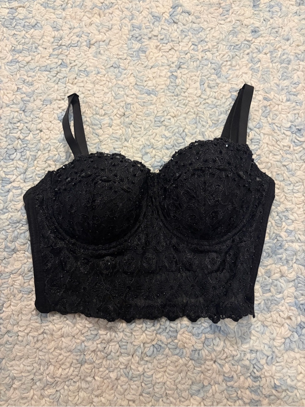Black with Jewels Cropped Tank